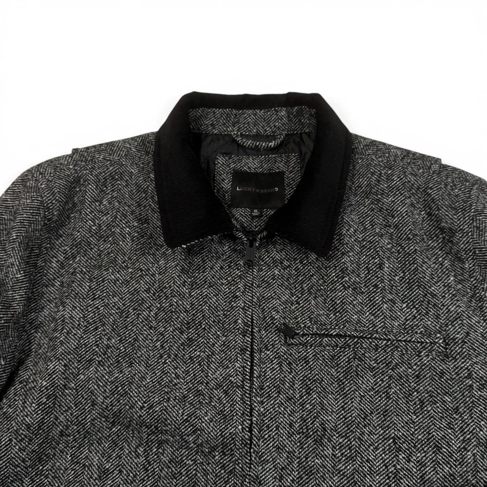 Lucky Brand Jasper Chevron Jacket Men XL Herringbone Black Corduroy Collar NWT - Picture 13 of 16